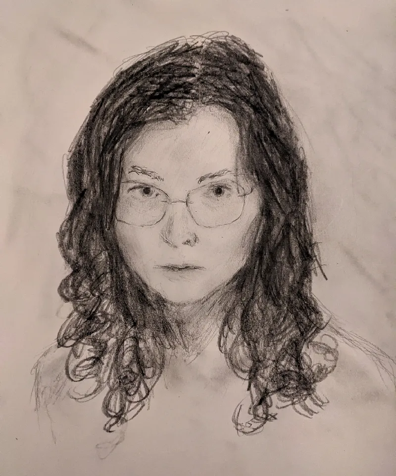pencil and paper self portrait drawing